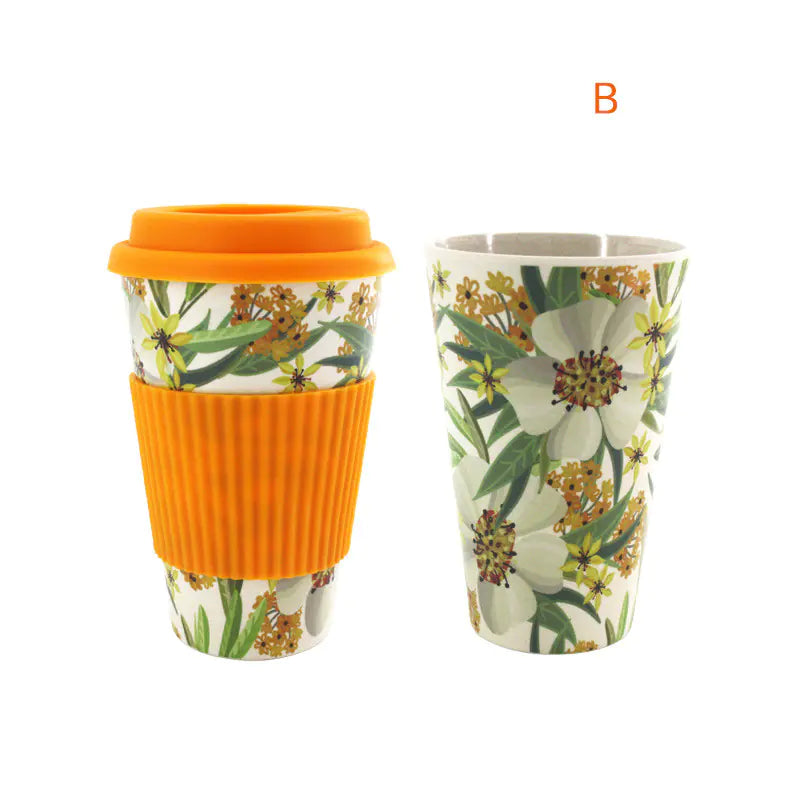 Eco-Friendly Bamboo Fiber Insulated Coffee Cup Set