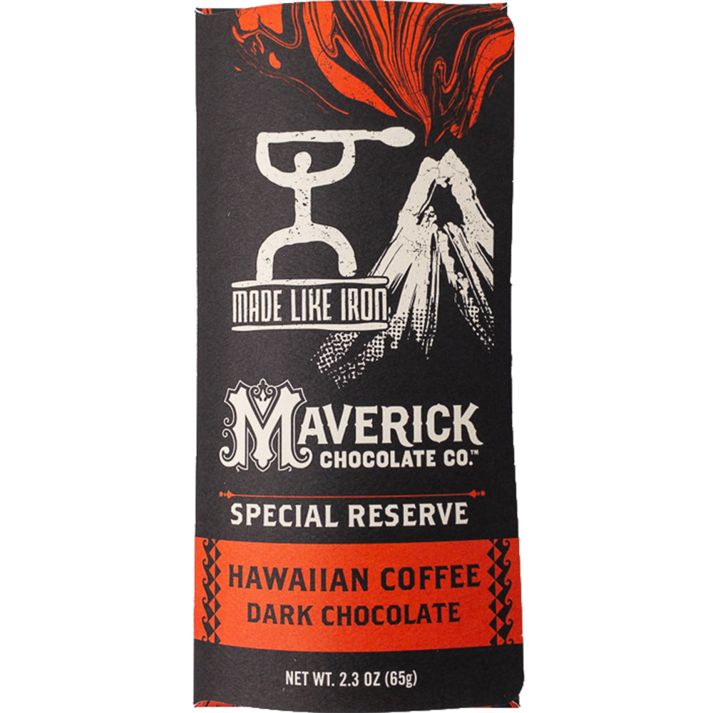 Maverick Chocolate "Made Like Iron" Hawaiian Coffee flavored Choclate Bar