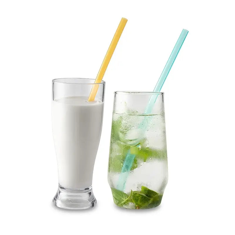 6 Eco-Friendly Reusable Silicone Straws with Cleaning Brush